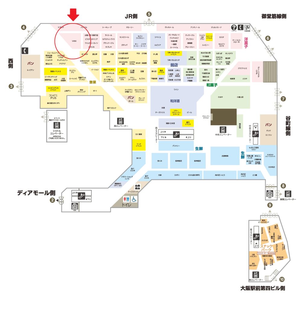 阪神梅田本店 B1 食品館 フロアマップ